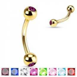 Piercing arcade 8mm, plaqué or, boules 3mm avec cristal8.50€