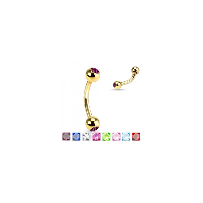 Piercing arcade 8mm, plaqué or, boules 3mm avec cristal8.50€