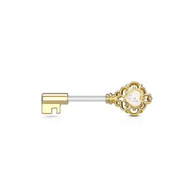 Piercing Téton plaqué or clef avec cœur en opale de synthèse TET019 10.50€