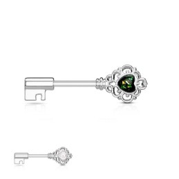 Piercing Téton plaqué rhodium avec cœur en opale de synthèse TET019G 10.50€