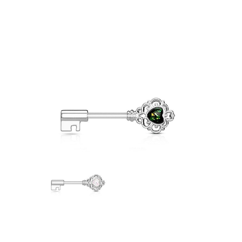 Piercing Téton plaqué rhodium avec cœur en opale de synthèse TET019G 10.50€