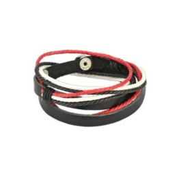 Bracelet homme cuir et corde mêlés noir, blanc et rouge7.80€