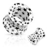 Piercing tunnel 6mm à 16mm blanc avec des étoiles noires PL073 à partir de 3.95€ sur piercing-alice.fr