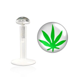 Labret 6mm à 10mm bioflex feuille de cannabis