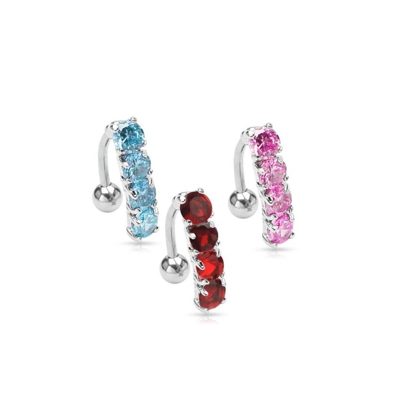 Piercing Nombril Couronne Avec Pierres - Acier Chirurgical 1,6mm X 10mm - Neuf Avec étiquettes