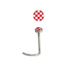 Piercing nez coudé queue tire-bouchon damier rouge et blanc 3.99€