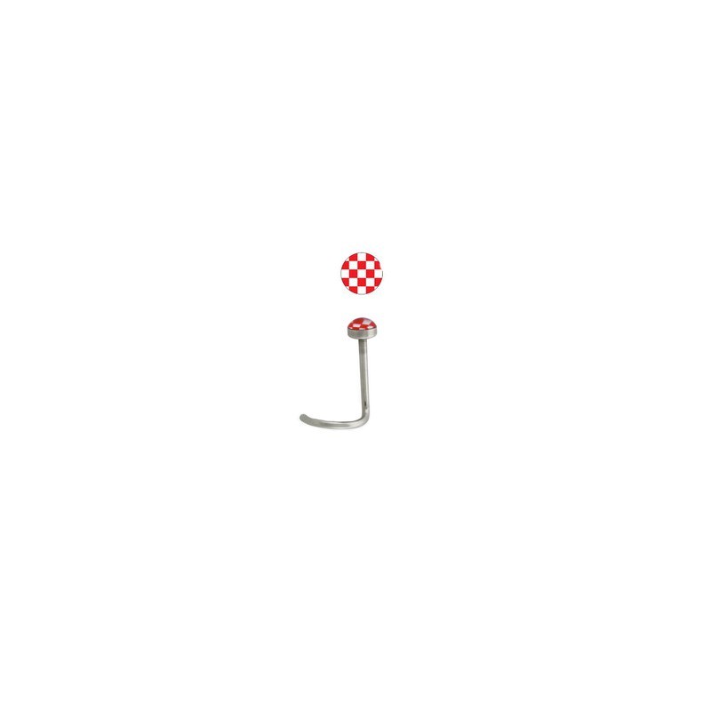 Piercing nez coudé queue tire-bouchon damier rouge et blanc 3.99€