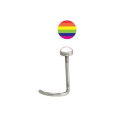 Piercing nez coudé LGBT+ arc-en-ciel