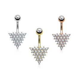 Piercing nombril triangle pavé de zirconiums blanc  12.95€