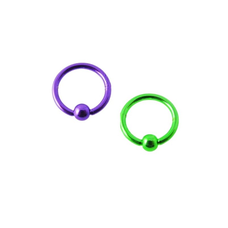 Piercing anneau 8mm couleur électrique violet ou vert 4.60€