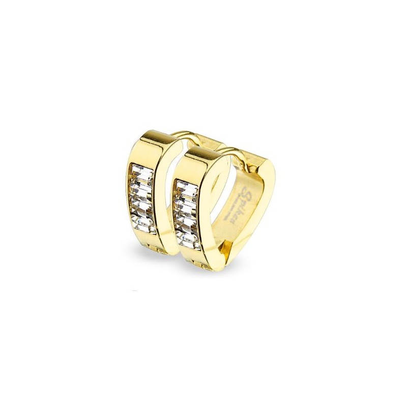 Boucles d'oreilles anneaux dorés avec zirconiums square 12.49€