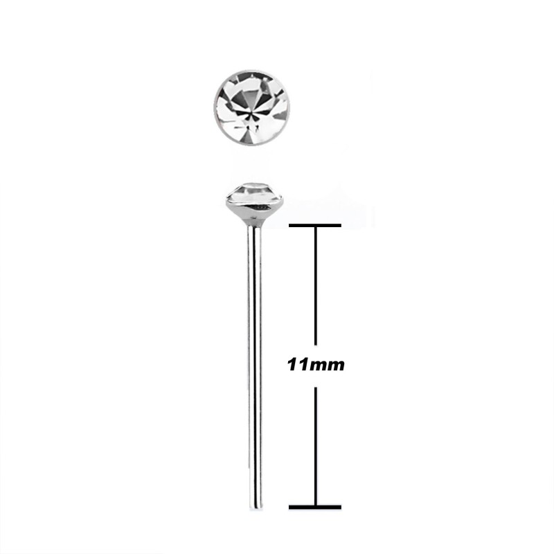 Piercing nez à plier avec un cristal blanc 1,8mm  4.85€