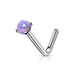 Piercing nez coudé 6mm avec une boule opaline violette 5.49€