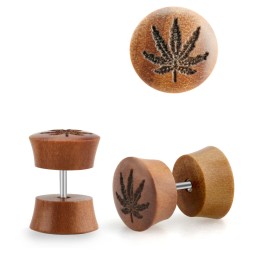 Faux piercing plug en bois...