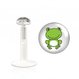 Piercing labret bioflex fantaisie logo grenouille