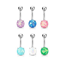 Piercing banane 10mm acier chirurgical et opaline 7.00€