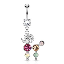 Piercing nombril caniche en cristal multicolore 6,00€