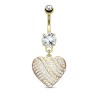 Piercing nombril avec un cœur doré pavé de zirconiums NOM053 24.50€