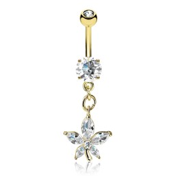 Piercing nombril plaqué or fleur pétales en marquise NOM028 19.95€