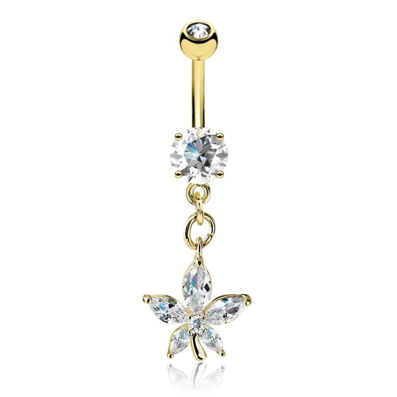 Piercing nombril plaqué or fleur pétales en marquise NOM028 19.95€