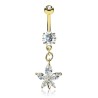 Piercing nombril plaqué or fleur pétales en marquise NOM028 19.95€