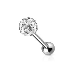 Piercing oreille 6mm tragus boule 5mm en cristal blanc 5.90€