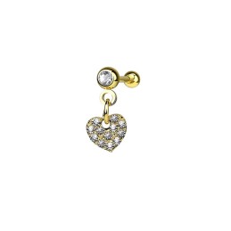 Piercing hélix doré pendentif cœur pavé de zirconiums6.90€