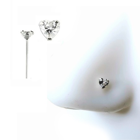 Piercing clou de nez pliable en argent, avec un cœur en zirconium 6.90€