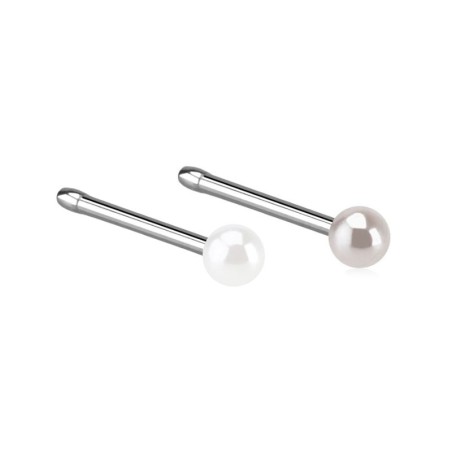 Piercing nez droit 6mm avec perle rose nacré ou blanche 4.80€
