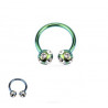 Piercing fer à cheval acier chirurgical vert 10mm avec zirconiums FE001V 4.99€