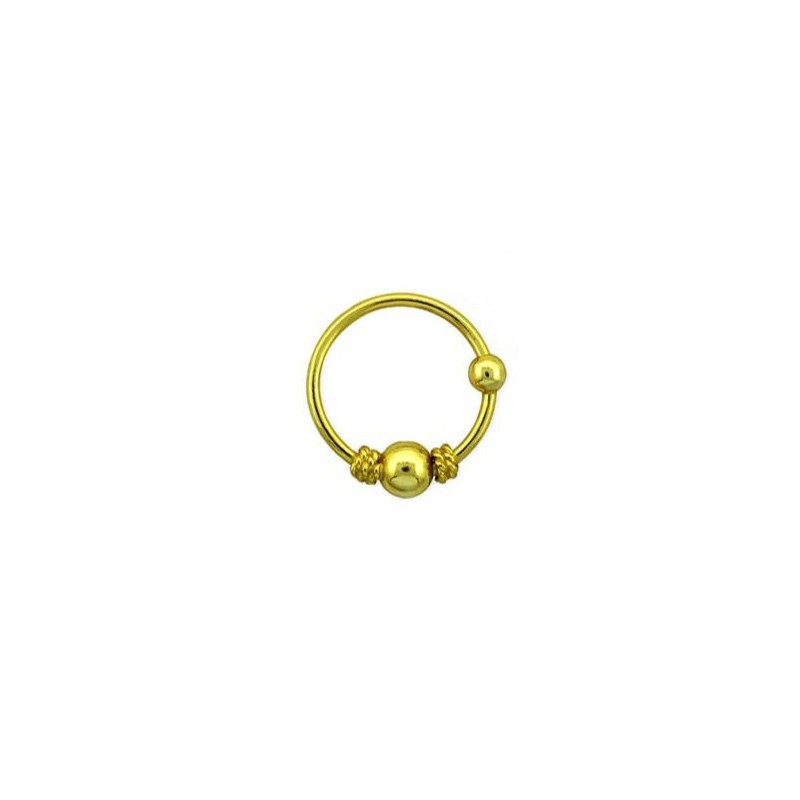 Piercing anneau 10mm plaqué or avec boule 8.75€