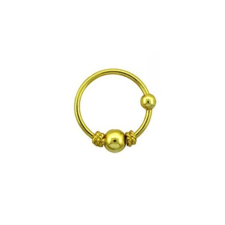 Piercing anneau 10mm plaqué or avec boule