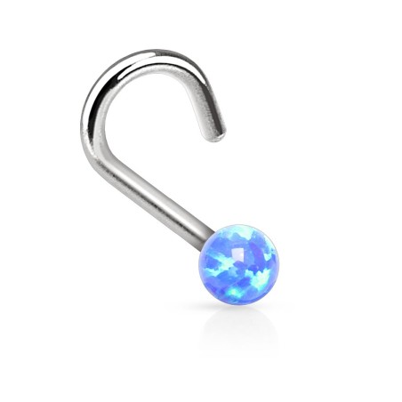 Piercing nez tire bouchon avec perle d'opale de synthèse