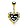 Piercing nombril 10mm cœur noir avec nacre et strass7.00€