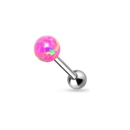 Piercing langue avec une boule opale rose