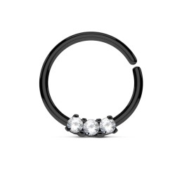 Piercing anneau noir 10mm avec trois zirconiums4.90€