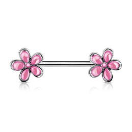 Piercing téton 12mm avec embouts fleurs roses TET005P 4.99€