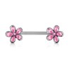 Piercing téton 12mm avec embouts fleurs roses TET005P 4.99€