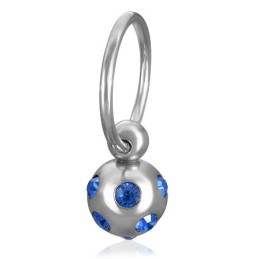 Piercing téton anneau et boule avec zirconiums bleus
