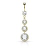 Piercing nombril pendentif plaqué Or avec trois zirconiums blancs NOM112 21.80€ sur piercing-alice.fr