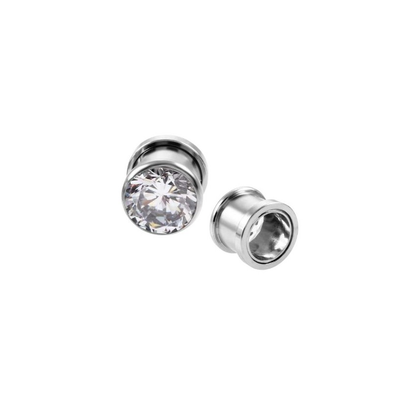 Piercing plug 12mm grand cristal blanc 8.50€