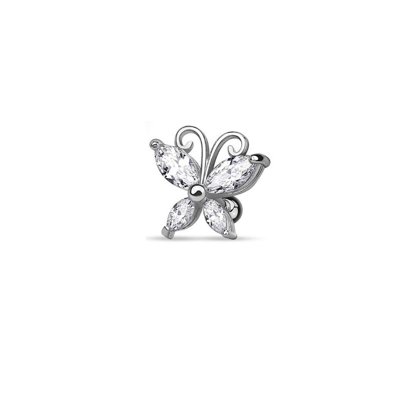 Piercing tragus avec un papillon en zirconium blanc6.90€