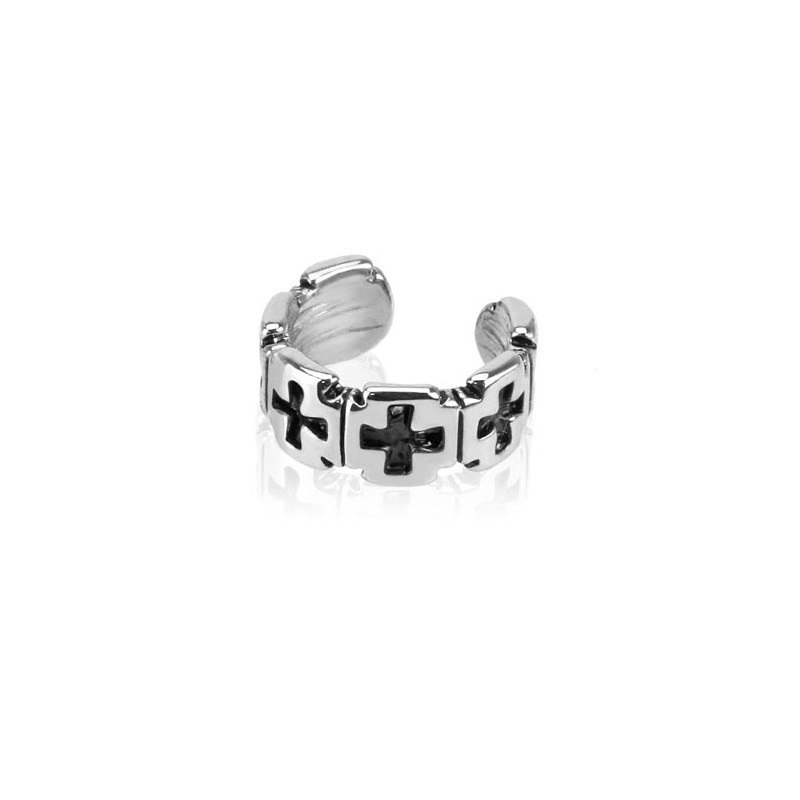 Earcuff, bague d'oreille plaqué Rhodium avec croix piercing-alice.fr 4.65€