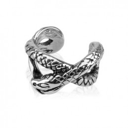 Earcuff, bague d'oreille serpent plaqué Rhodium