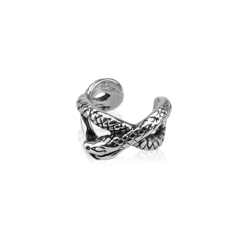 Earcuff, bague d'oreille serpent plaqué Rhodium