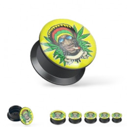 Piercing plug rasta cannabis 12mm à 22mm