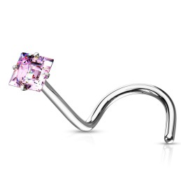 Piercing nez coudé avec un zirconium carré rose4.75€