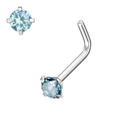 Clou de nez coudé avec un cristal bleu aqua serti 4,99€