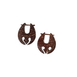 Boucles d'oreilles tribales marron entièrement en bois exotique8.00€