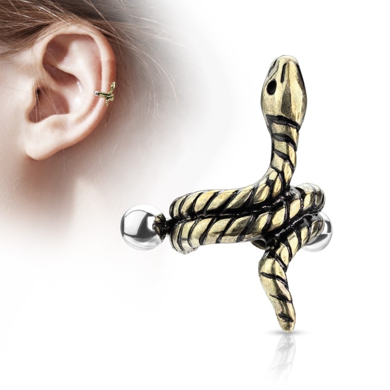 Piercing hélix cartilage avec un serpent doré  4.50€
